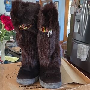 Pajar Beige and Brown Fur Boots